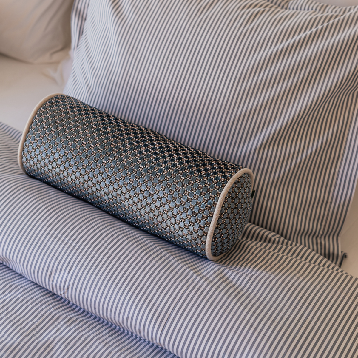 Det enkle dynetrekket | Classic Cotton Percale - Stripete North Sea Blue
