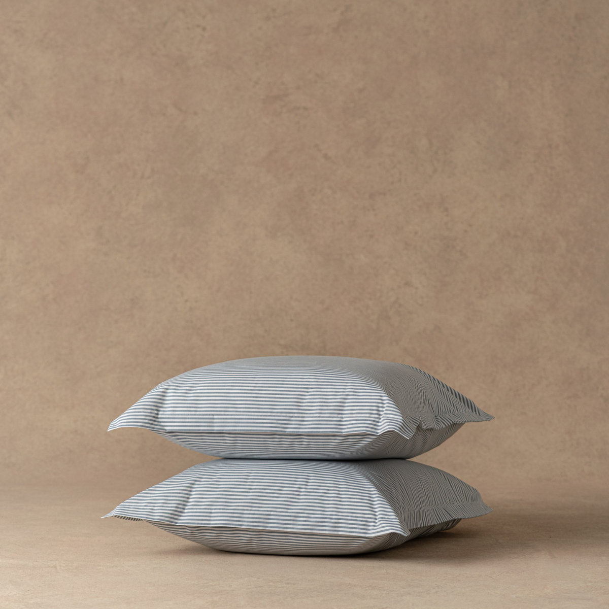The Pillowcases | Classic Cotton Percale - Striped North Sea Blue