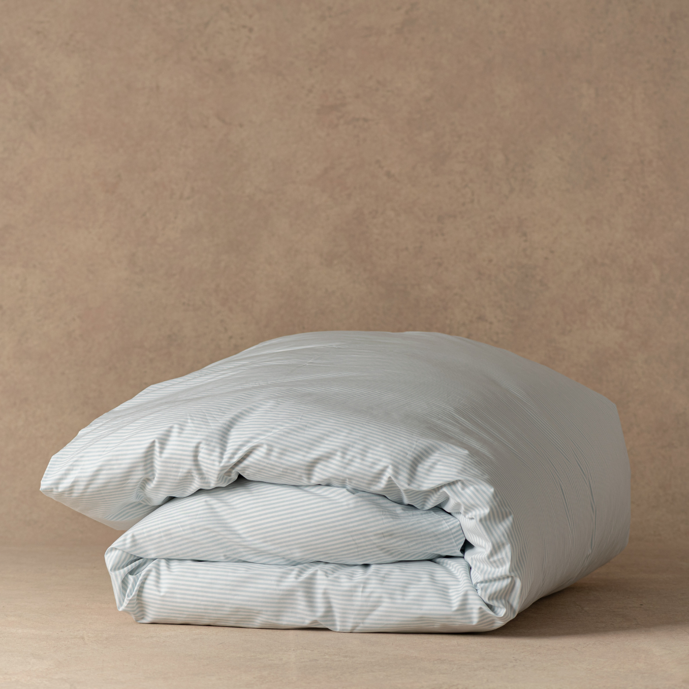 The Large Duvet Cover I Classic Cotton Percale - Striped Sky Blue
