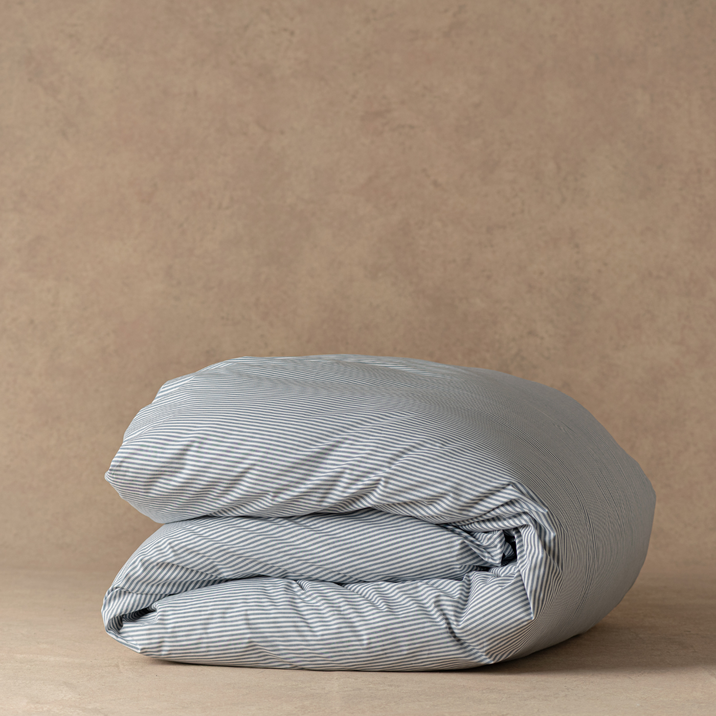 The Large Duvet Cover I Classic Cotton Percale - Striped North Sea Blue