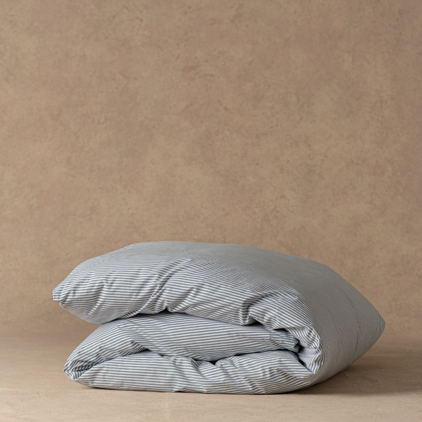 The Single Duvet Cover | Classic Cotton Percale - Striped North Sea Blue