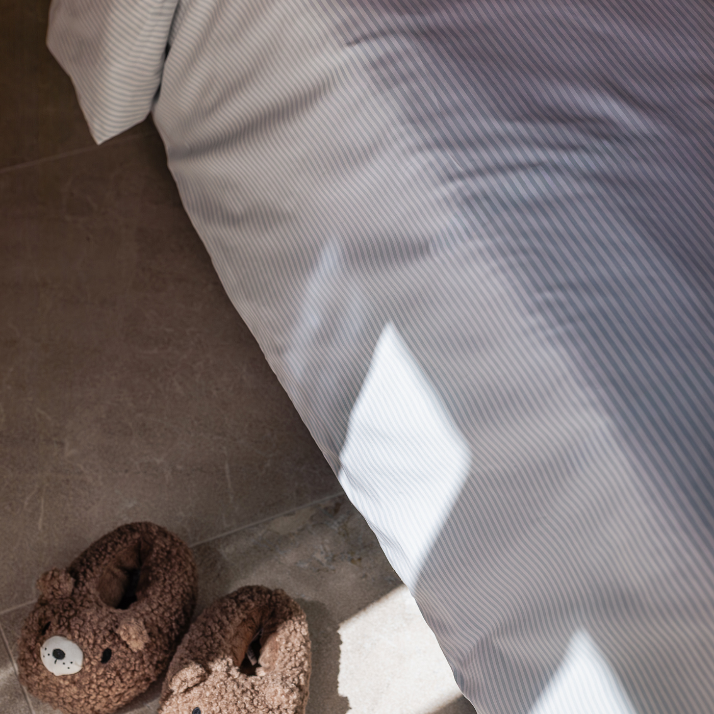 The Single Duvet Cover | Classic Cotton Percale - Striped Sky Blue