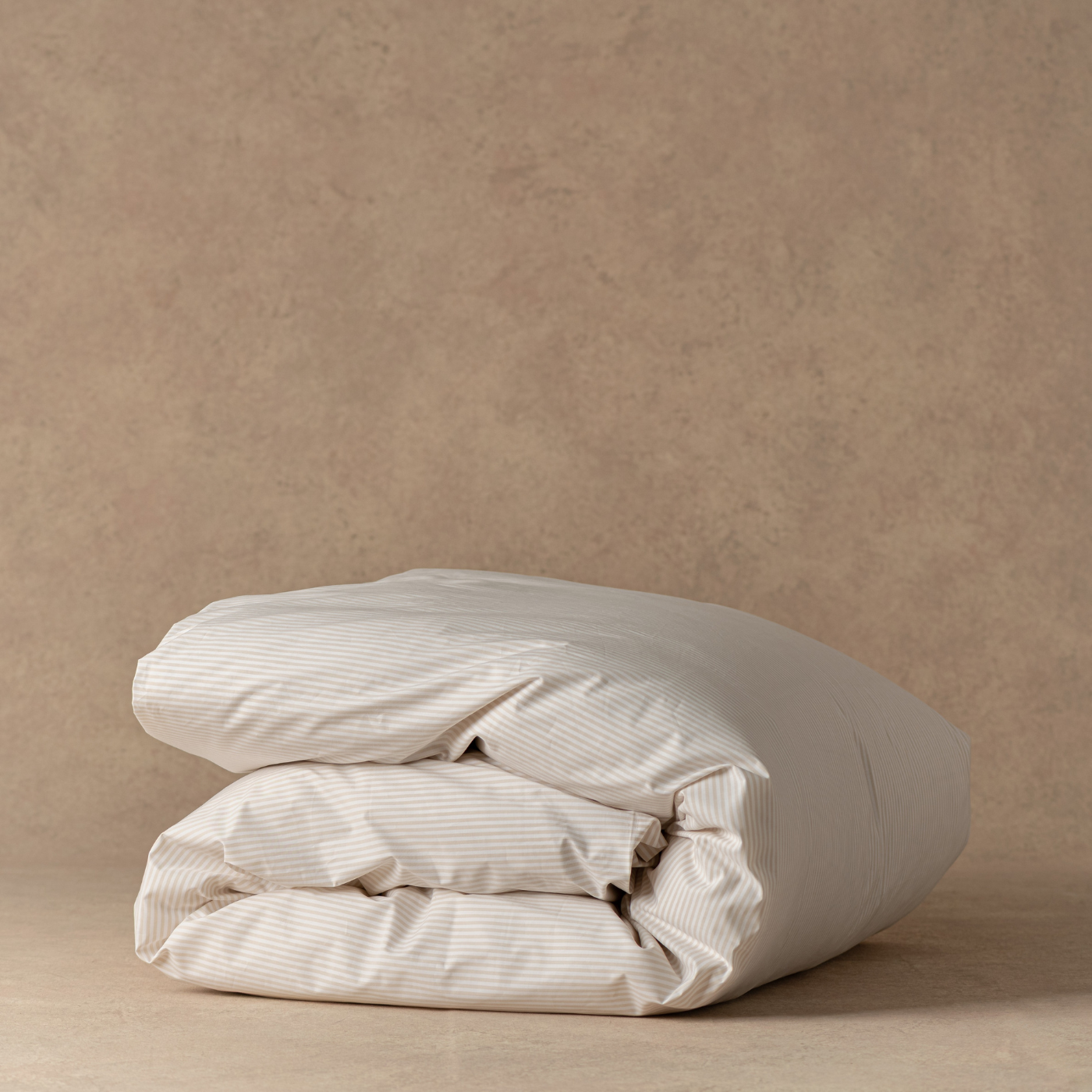 The Single Duvet Cover | Classic Cotton Percale - Striped Beach Sand