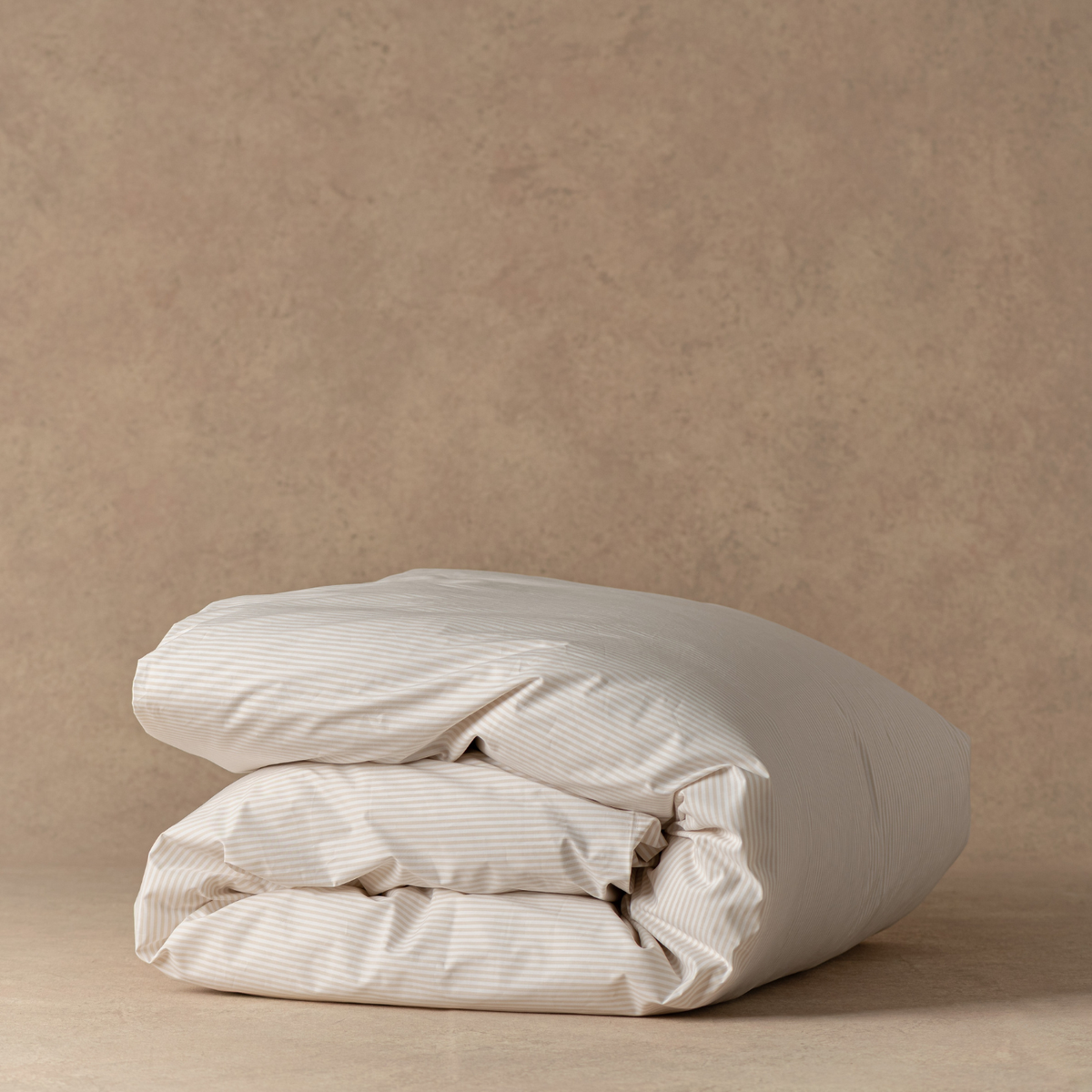 The Single Duvet Cover | Classic Cotton Percale - Striped Beach Sand