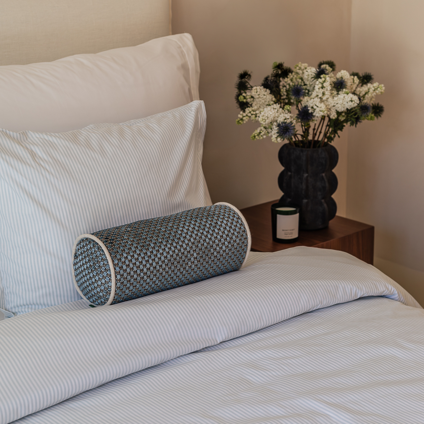 Örngott | Klassisk bomullsperkal – randig Sky Blue