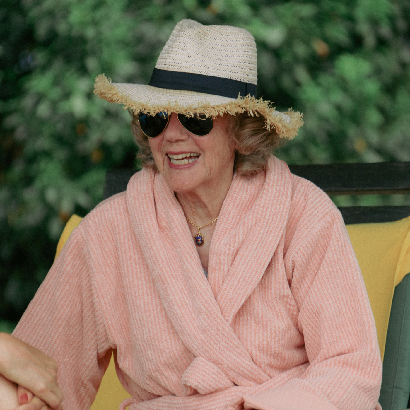 The Finca Bathrobe -  Striped Corral Pink