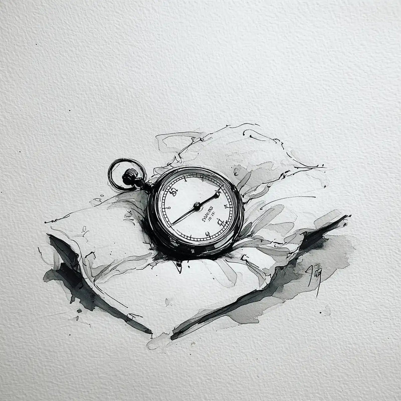Pocket watch on a folded sheet, illustration