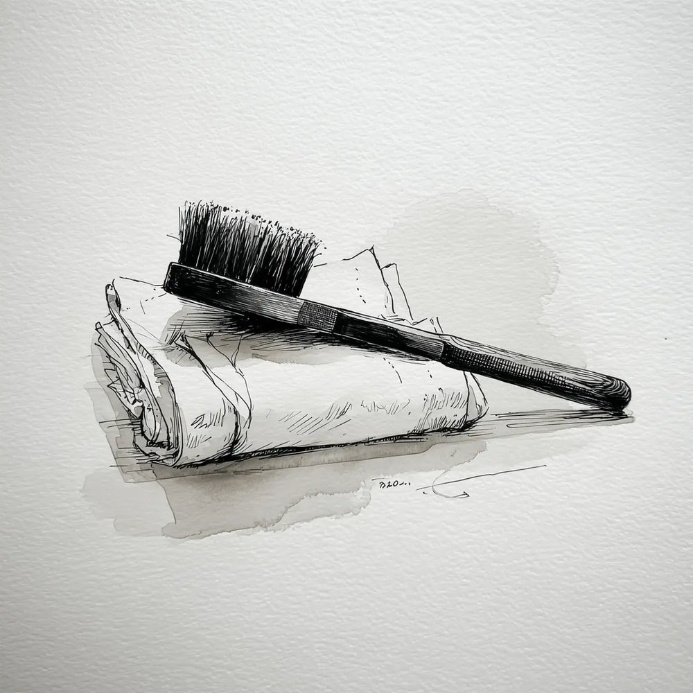 Clothes brush on a folded pillowcase, illustration