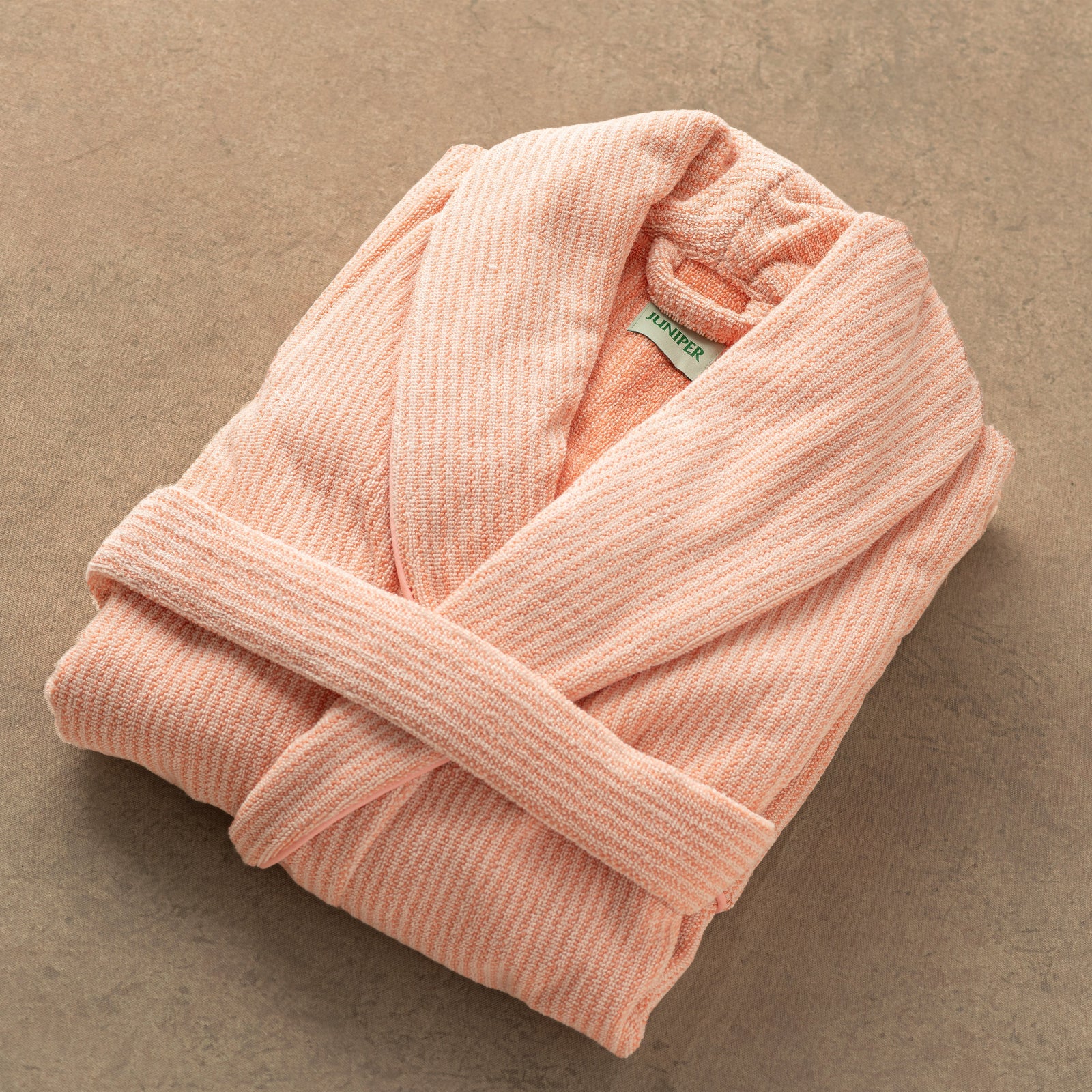 The Finca Bathrobe - Striped Coral Pink