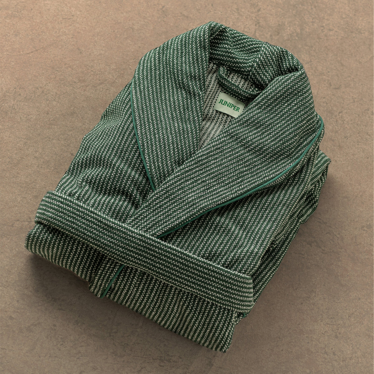 The Finca Bathrobe - Striped Juniper Green