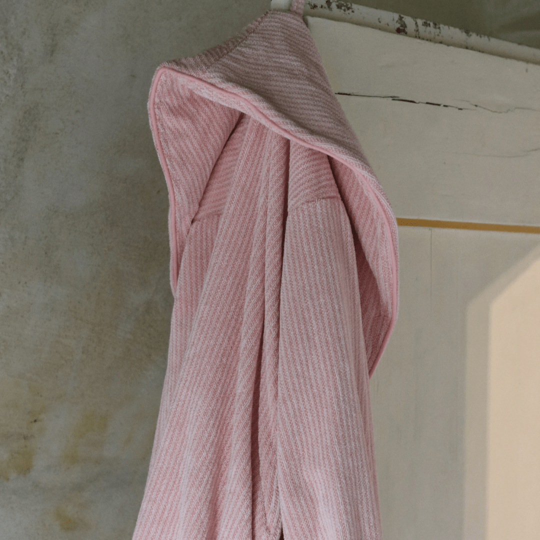 The Finca Bathrobe - Striped Corral Pink - Juniper