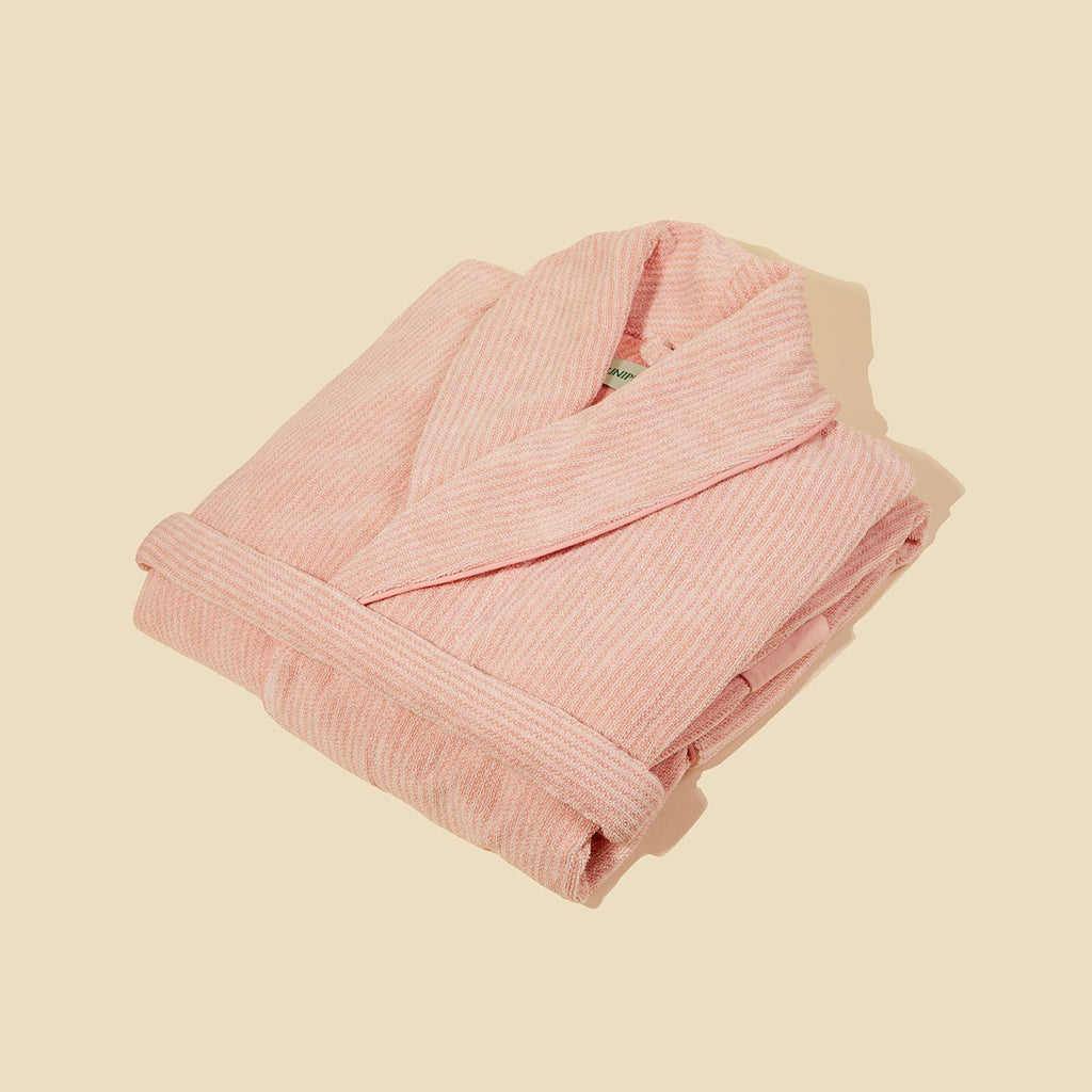 The Finca Bathrobe - Striped Corral Pink - Juniper