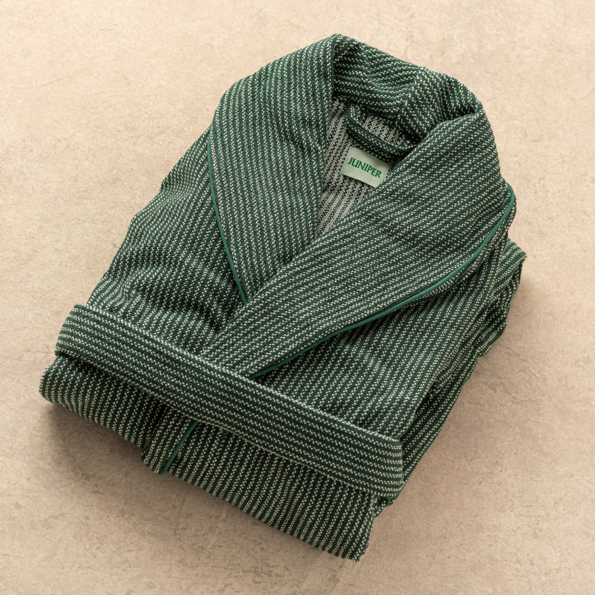 The Finca Bathrobe - Striped Juniper Green - Juniper