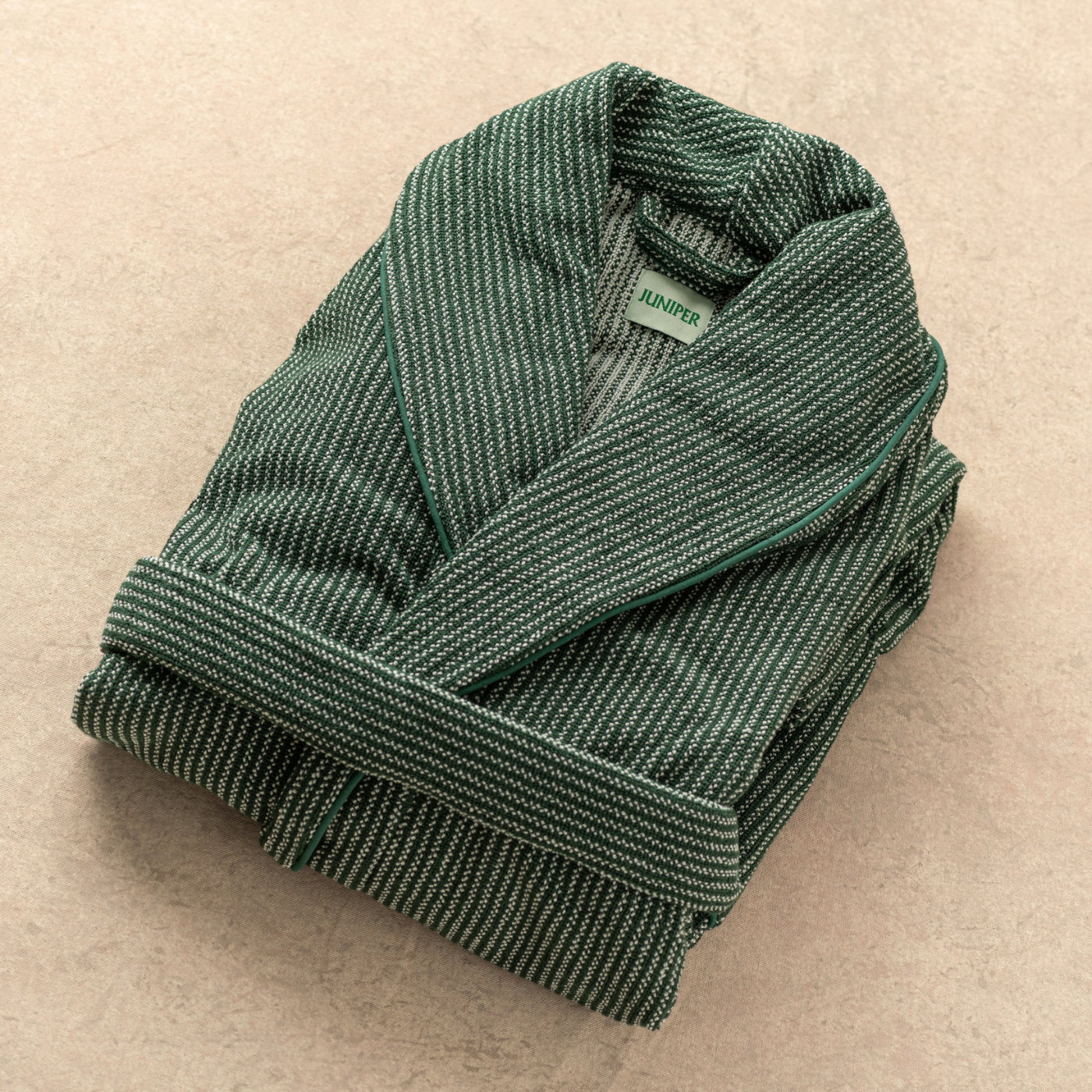 The Finca Bathrobe - Striped Juniper Green - Juniper