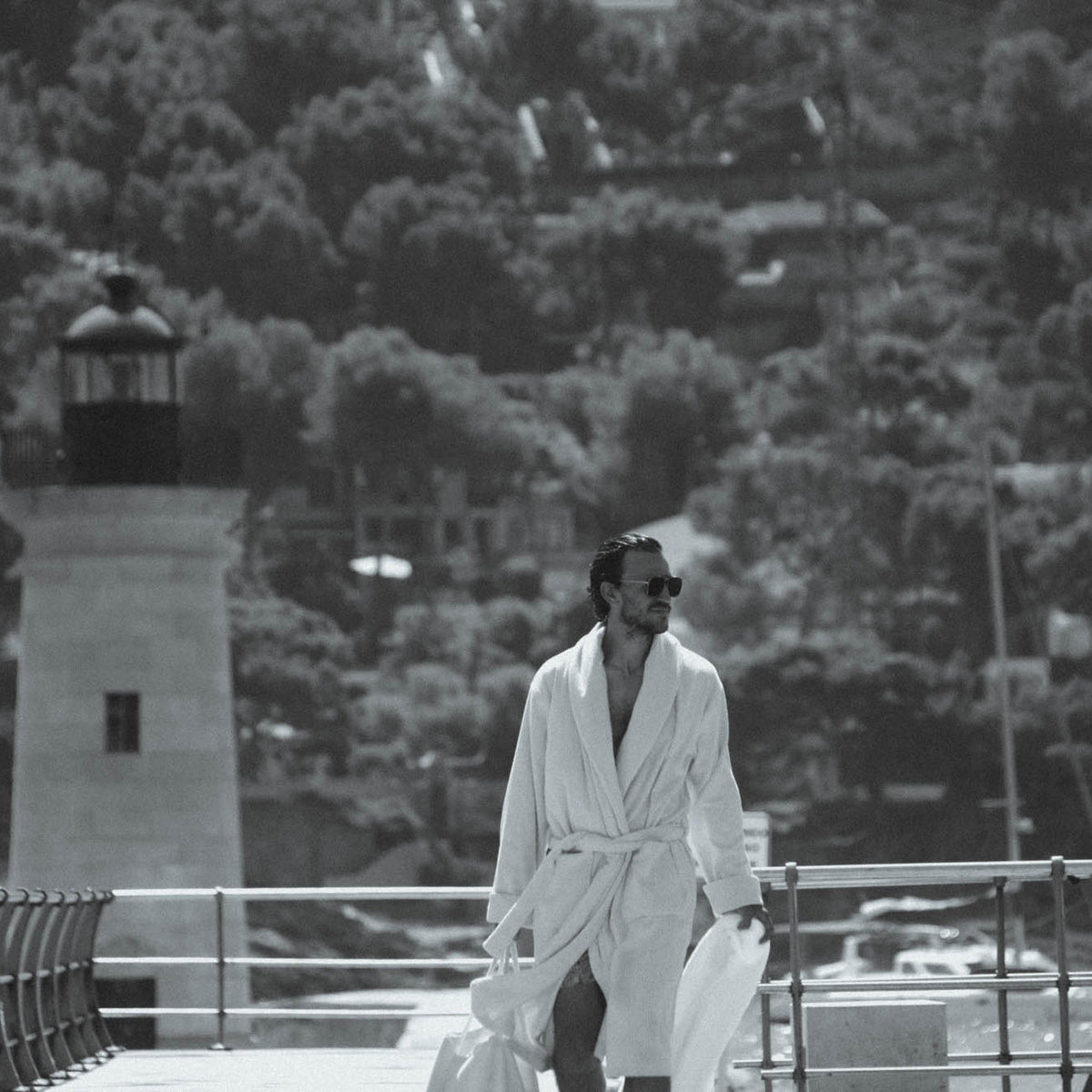 The Finca Bathrobe - Striped Lemon Yellow - Juniper