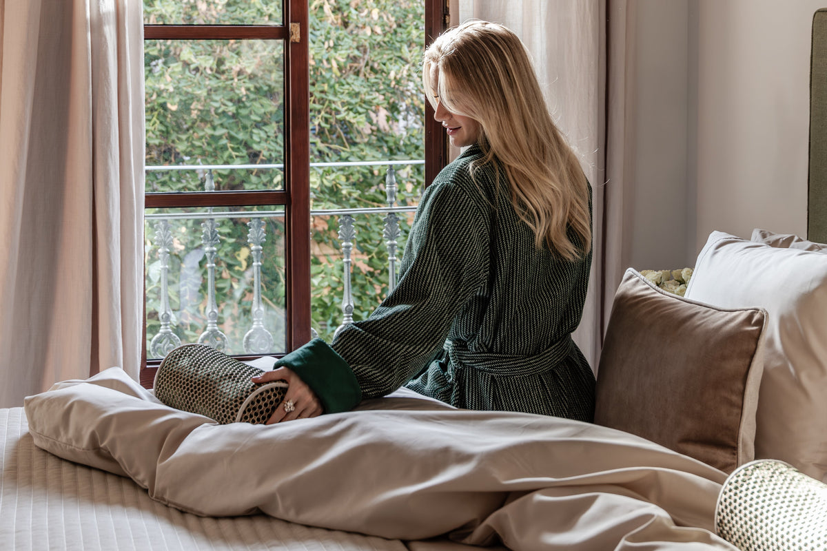 A quiet morning at the window, wrapped in a robe